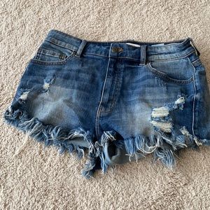 L high rise denim shorts